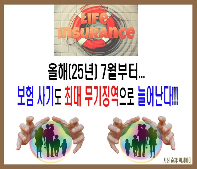 [보험 #6] 올해(25년) 7월부터 보험사기도 최대 무기징역으로 늘어난다.jpg